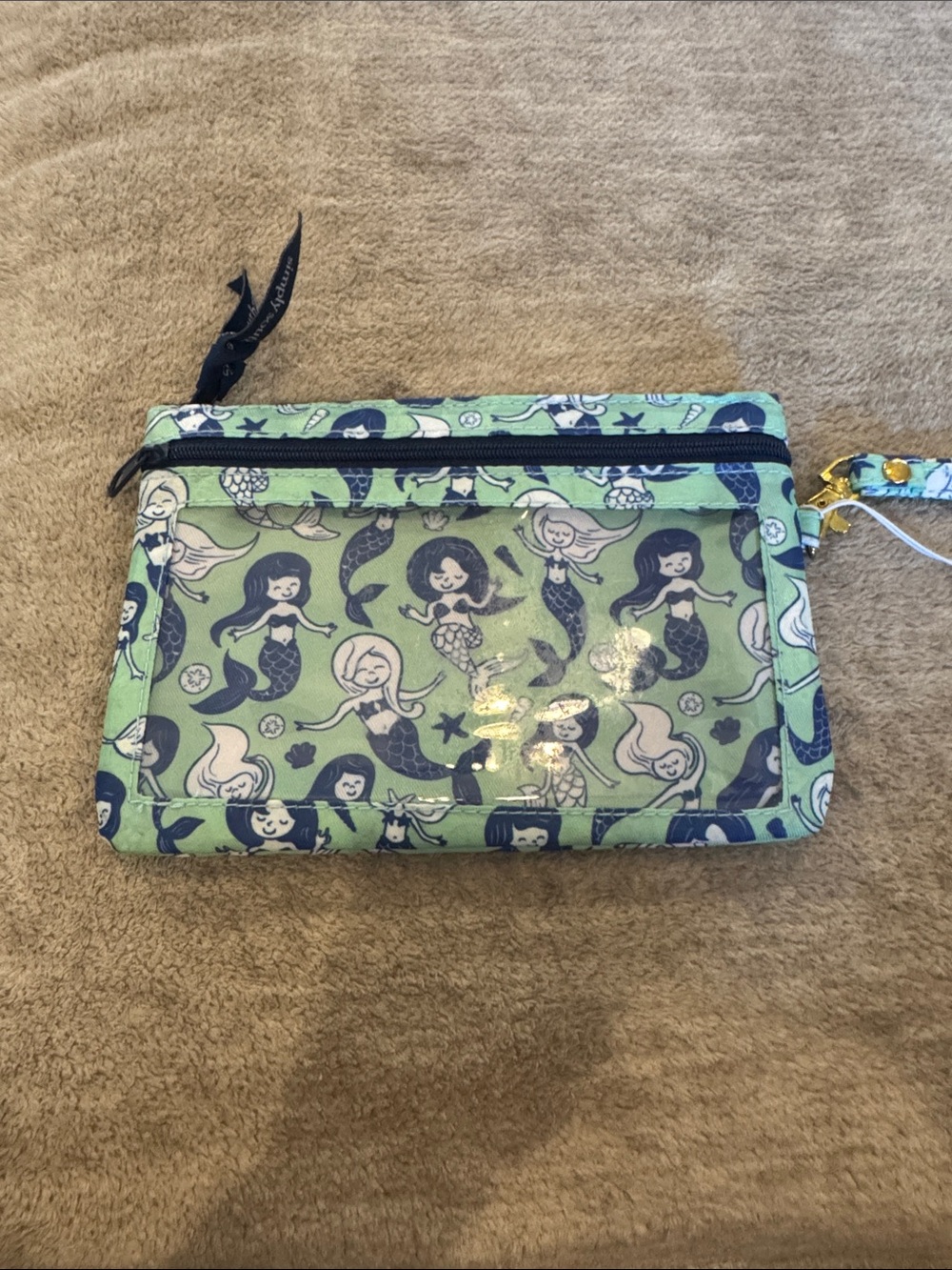 Simply Southern Mint and Navy Mermaid Wristlet Pouch